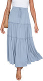 Women Plearws Long Maxi Skirts Tiered Ruffle Swing Skirts Summer Beach Boho Skrit