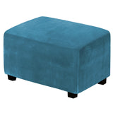 Dustproof Stretch Velvet Ottoman Slipcover Elastic Rectangle Footstools Covers Removable Soft Foot Stool Furniture Protector for Living Room, Bedroom