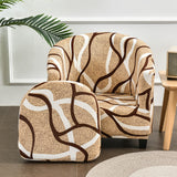 2-Piec Tub Club Slipcover, Modern Non Slip Stretch Round Barrel Chair with Cushion Couch Sofa Cover Protector for Bar Cafe Kids Living Room