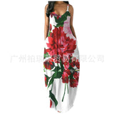 Women's Loose Floral Maxi Dresses Casual Long Dresses 2 Side Pockets Boho Dress
