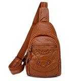 Fashion Daypack Sling Bag Women Casual Chest Backpack Vegan Leather Travel Hiking Shoulder Pack