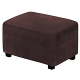 Dustproof Stretch Velvet Ottoman Slipcover Elastic Rectangle Footstools Covers Removable Soft Foot Stool Furniture Protector for Living Room, Bedroom