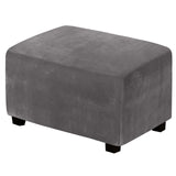 Dustproof Stretch Velvet Ottoman Slipcover Elastic Rectangle Footstools Covers Removable Soft Foot Stool Furniture Protector for Living Room, Bedroom
