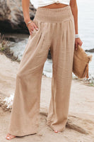 Womens Loose Fit Casual Pants Elastic Waist Yoga Summer Beach Pants with Pockets