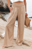 Womens Loose Fit Casual Pants Elastic Waist Yoga Summer Beach Pants with Pockets