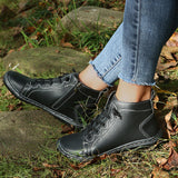 Womens Short Ankle Women's Low Heel Zipper Casual Walking Shoes