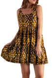 Women Summer Spaghetti Strap Dress Crew Neck Mini Dress Leopard Print Swing Dress Halter Dress Sundress