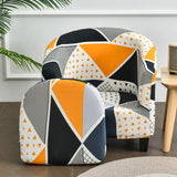 2-Piec Tub Club Slipcover, Modern Non Slip Stretch Round Barrel Chair with Cushion Couch Sofa Cover Protector for Bar Cafe Kids Living Room