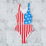 Women 4th Of July Swimming Suit Tummy Control Backless One Piece Swimsuit Independence Day Padded Swimwear Scoop Neck Hot Spring Beach