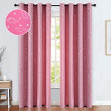 Grommet Blackout Curtain Panels Dinosaur and Stars Print Room Darkening Curtain Drapes for Girls Room Kids Bedroom