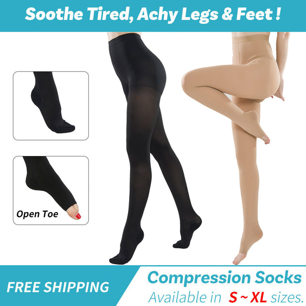 CUH Womens 20-30 mmHg Compression Pantyhose Tights Varicose Veins Stockings Leg Slimming Hip Up