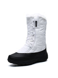 Womens Snow Boots Winter Warm Mid Calf Leather Waterproof Outdoor Slip On Shoes Size 8