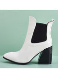 Women's Solid Color Ankle Boots Slip On Anti Slip Pointed Toe Casual Block Boots