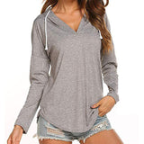 Women's Hoodies Long Sleeve T-Shirt Loose Hooded Tops Blouse Pullover Drawstring