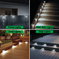 3 LED Solar Powered Stair Light Outdoor Garden Pathway Step Decking Wall Lamp