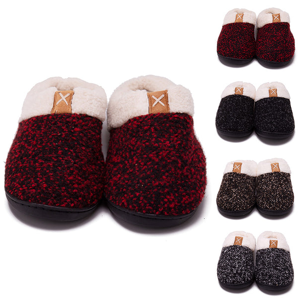 Unisex Memory Foam Winter Warm Slippers Slides Fleece Lined Flats Shoes Footwear