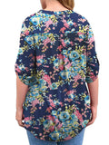 Women Floral Printed V Neck Long Sleeve T-Shirt Pullover Blouse Tops Tunic Tee
