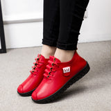 Women's Winter Warm Fur-lined Slip On Ankle Snow Boots Casual Lace Up Soft Shoes