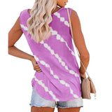 Sleeveless Stripe Tank for Women Summer Casual U Neck Loose Blouse Shirts Vest