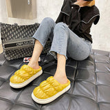 Ladies Cute Solid Color Slippers Round Toe Platform Keep Warm Slippers