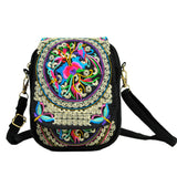 Women Embroidery Cell Phone Wallet Purse Crossbody Shoulder Handbag Pouch Case