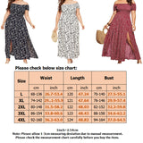 Women Sexy Floral Printed Maxi Dresses Short Sleeve Swing Dress Skirt Side Split