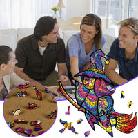 Wooden Animals Jigsaw Puzzles Owl Shape Puzzles Creative Jigsaw Pieces Colorful Building Block for Adults Kids Gift Family Party Game Toys, 100 Pieces