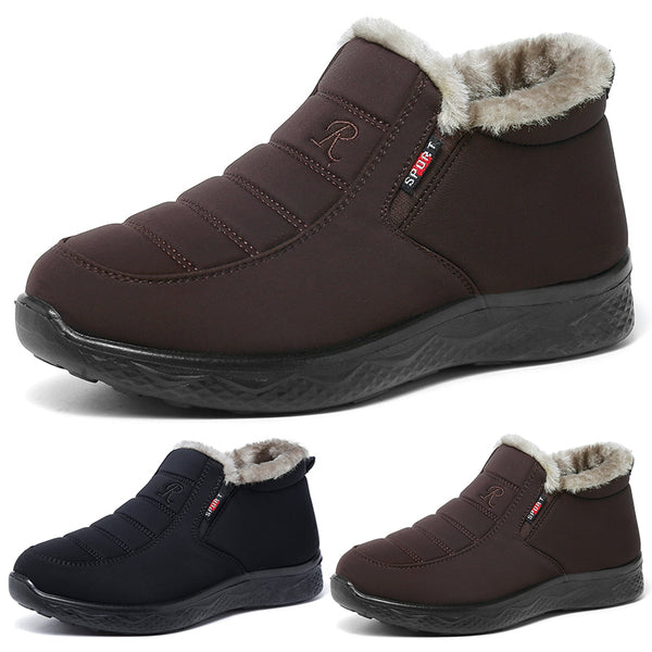 Men Winter Ankle Bootie Anti-Slip Plush Lined Short Boots Slip On Outdoor Shoes