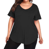 Women Casual Oversized V Neck Short Sleeves Tops T-Shirt Blouses Pullover Pocket