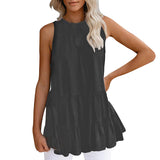 Women's Tiered Vest Tank Top Casual Loose Sleeveless Shirt Blouse Pullover Tunic