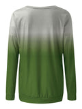 Women Casual Loose Gradient Printed T-Shirt Splicing Long Sleeve Blouse Pullover