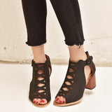 Women's Fashion Peep Toe Sandals Wear-Resisting Hollow Buckles Summer Shoes