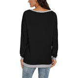 Women's Solid Scoop Neck T-shirt Autumn Long Sleeve Blouse Pullover Casual Tops