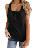 Women's Casual Solid Sleeveless Vest Tank Top Loose T-Shirt Blouse Tops Buttons