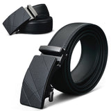 Men Genuine Leather Dress Ratchet Belt With Automatic Buckle Adjustable No Hole