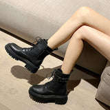 Women's Lace Up&Zip Combat Ankle Boot