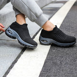 Women's Sock Sneakers Mesh Air Cushion Platform Walking Slip on Shoes Size 4.5-10