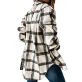 Women Plaid Printed Long Sleeve Shirt Loose Casual Tops Blouse Tunic Button-Down