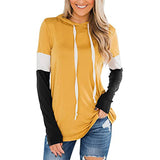 Women's Color Block Casual Loose Hooded Neck Long Sleeve Winter Pullover Hoodie