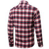Men Casual Check Plaid Printed Long Sleeve Shirt Tops Blouse Button-Down Pocket
