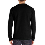 Men's Solid Color Chest Pocket Long Sleeve Button Round Neck Bottoming T-shirt