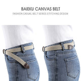 Men Women Canvas Knitted Braided Woven Webbing Belt Elastic Stretch Belts Buckle