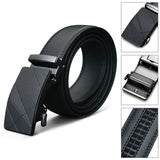Men Genuine Leather Dress Ratchet Belt With Automatic Buckle Adjustable No Hole