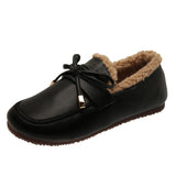 Women Bowknot Loafers Casual Shoes Lightweight Slip On Warm Flats Round Toe
