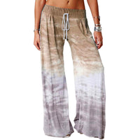 Women Casual Loose Gradient Printed Wide Leg Trouser Yoga Sport Pants Drawstring