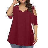 Women Plus Size Off Shoulder Tops Casual Loose T-Shirt Blouse Pullover Tunic Tee