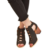 Women's Fashion Peep Toe Sandals Wear-Resisting Hollow Buckles Summer Shoes