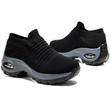 Women's Sock Sneakers Mesh Air Cushion Platform Walking Slip on Shoes Size 4.5-10