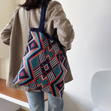 Women Boho Knitted Woven Shoulder Bag Ladies Beach Tote Large Handbag Messenger