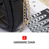 Women PU Leather Quilted Shoulder Bag with Chain Strap, Small Purse Crossbody Bag Handbag